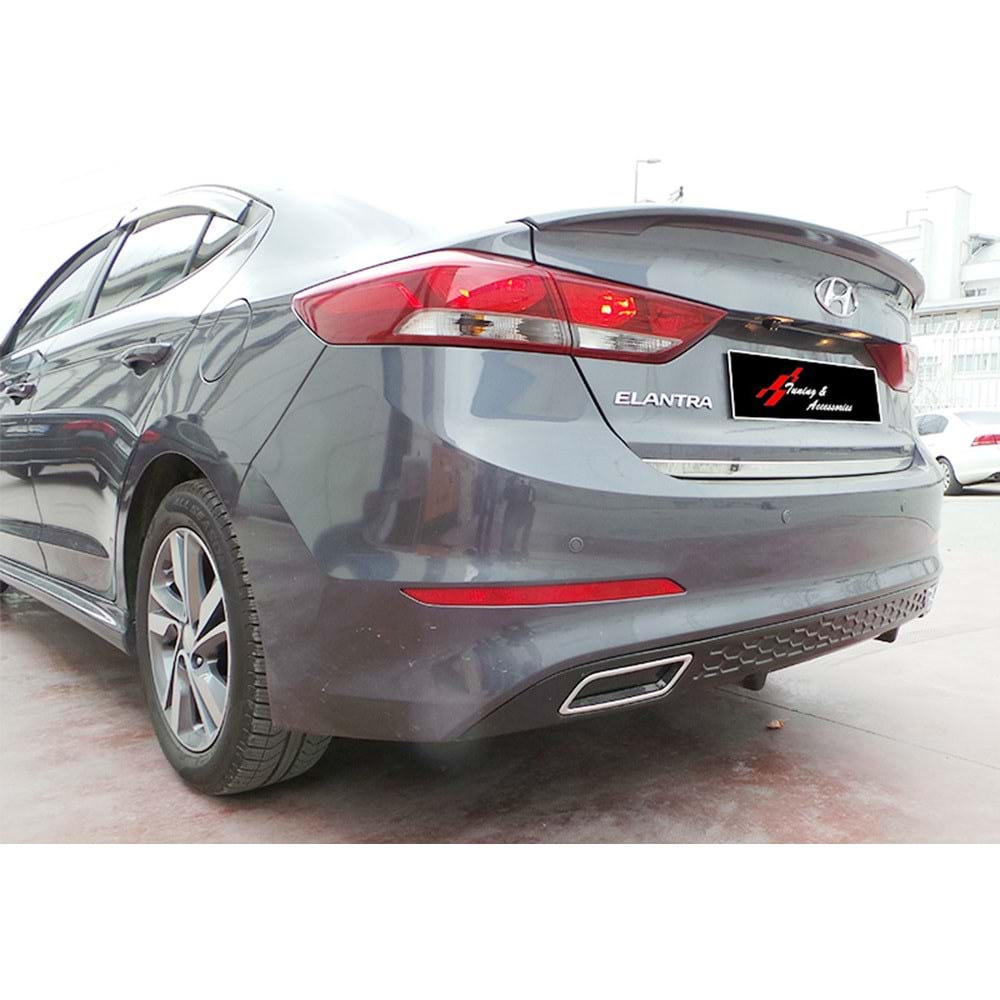 Elantra Rear Diffuser + Chromee Exhaust Tips Piano Black Vacuum Plastic / 2015-2020