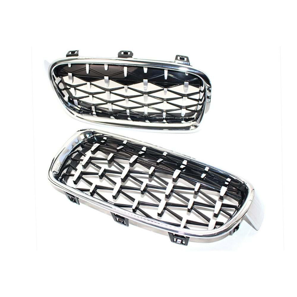 F30 Diamond Front Grille ABS / 2012-2018 (Chrome + Piano Black)