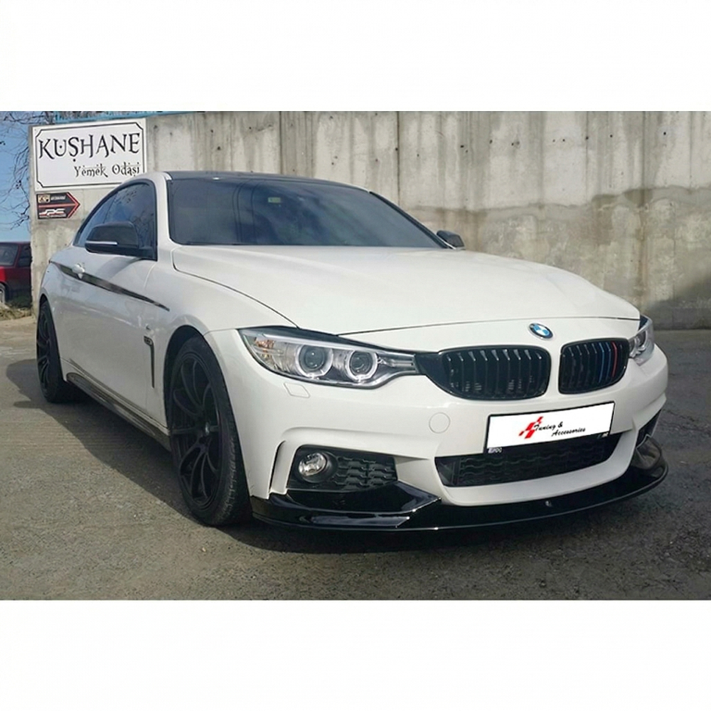 F32/F33/F36 M Performance Front Lip Piano Black Vacuum Plastic / 2014 - up