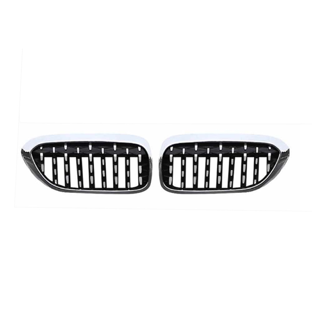 G30 Diamond Front Grille ABS / 2017- 2019 (Chrome Frame + Piano Black)