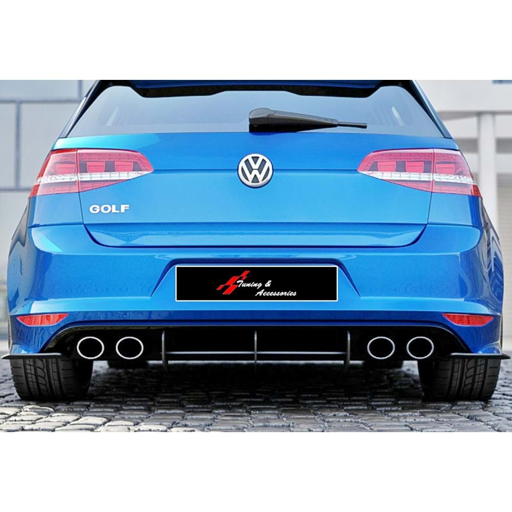 Golf 7 R Max Rear Diffuser Splitter Matte Black ABS Plastic / 2012-2019