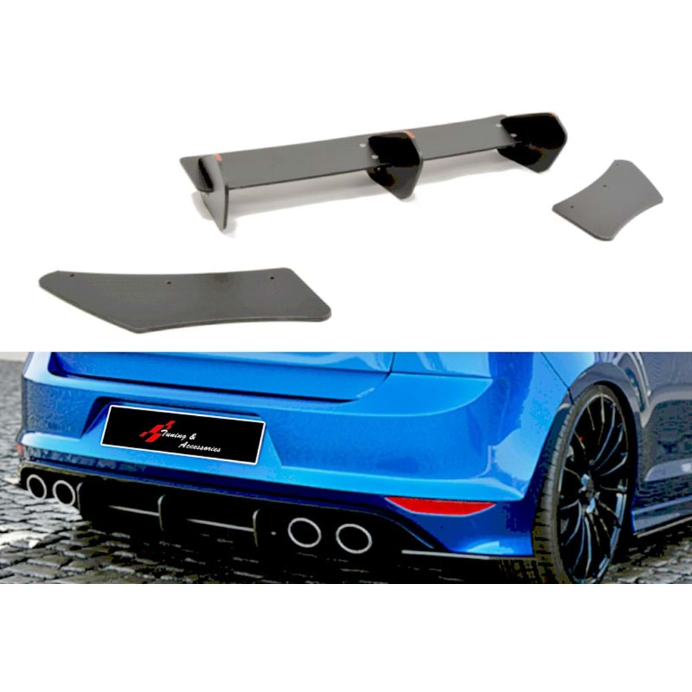 Golf 7 R Max Rear Diffuser Splitter Matte Black ABS Plastic / 2012-2019