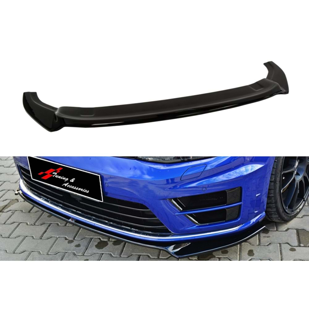 Golf 7 R Max V2 Front Lip Piano Black Vacuum Plastic / 2012-2017