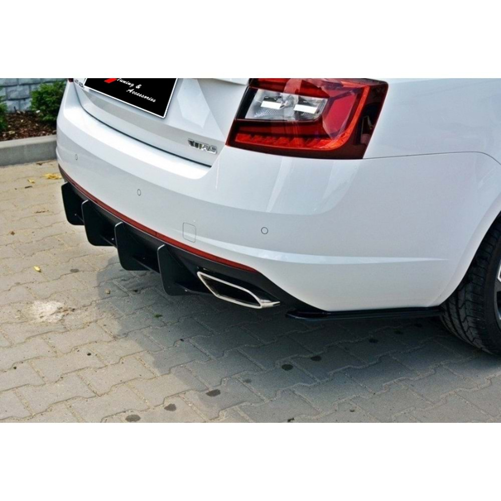 Octavia RS Max Rear Diffuser Splitter Matte Black ABS Plastic / 2013-2020 (6 Pieces)