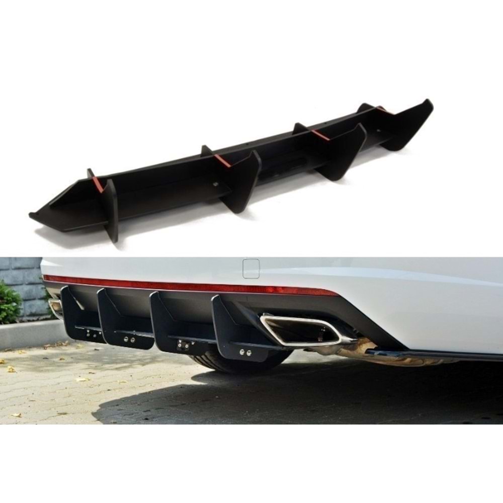 Octavia RS Max Rear Diffuser Splitter Matte Black ABS Plastic / 2013-2020 (6 Pieces)