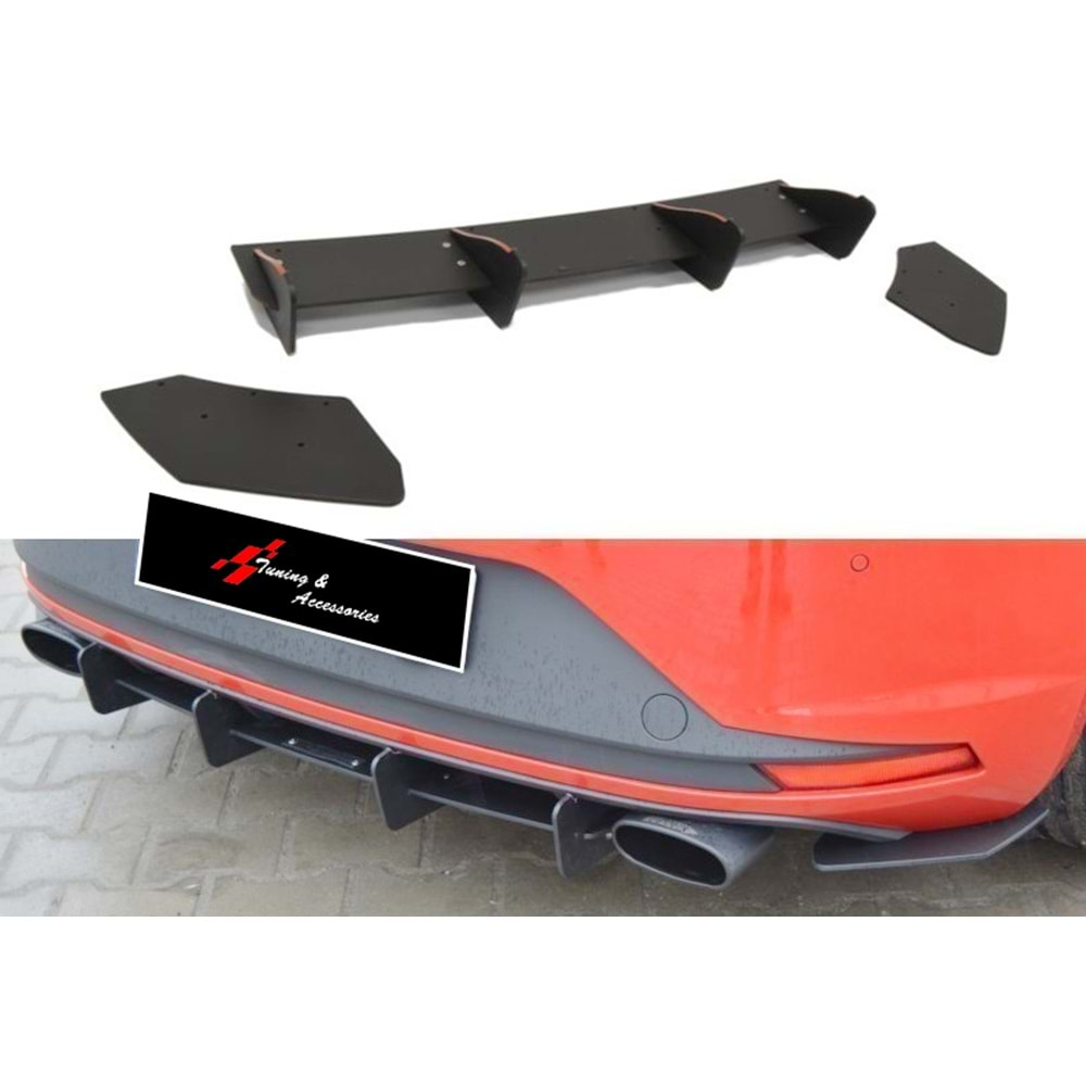 Leon Mk3 Max Rear Diffuser Splitter Matte Black ABS Plastic / 2012-2016