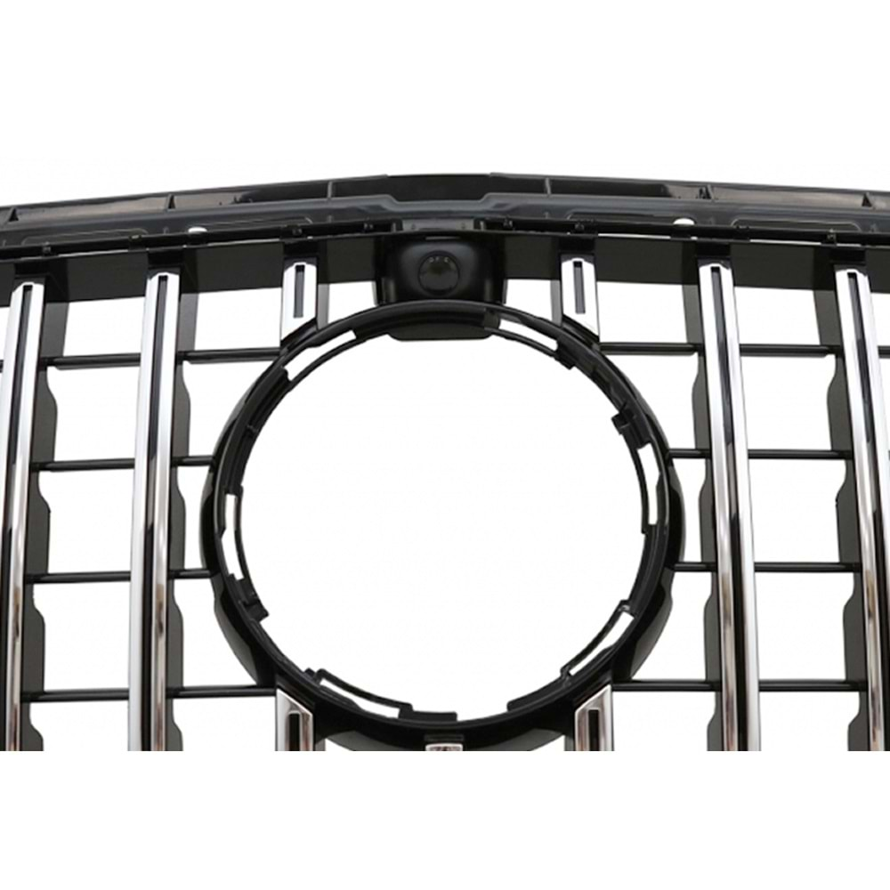 W213 GTR Front Grille With Camera Slot ABS / 2017-2019 (Chrome Line + Piano Black)