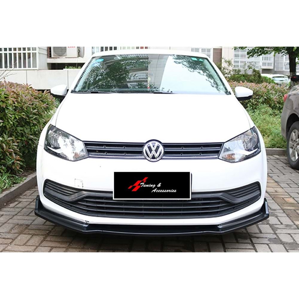 Polo Mk5 Plus V2 Front Lip 3 Pieces Piano Black ABS / 2009-2017