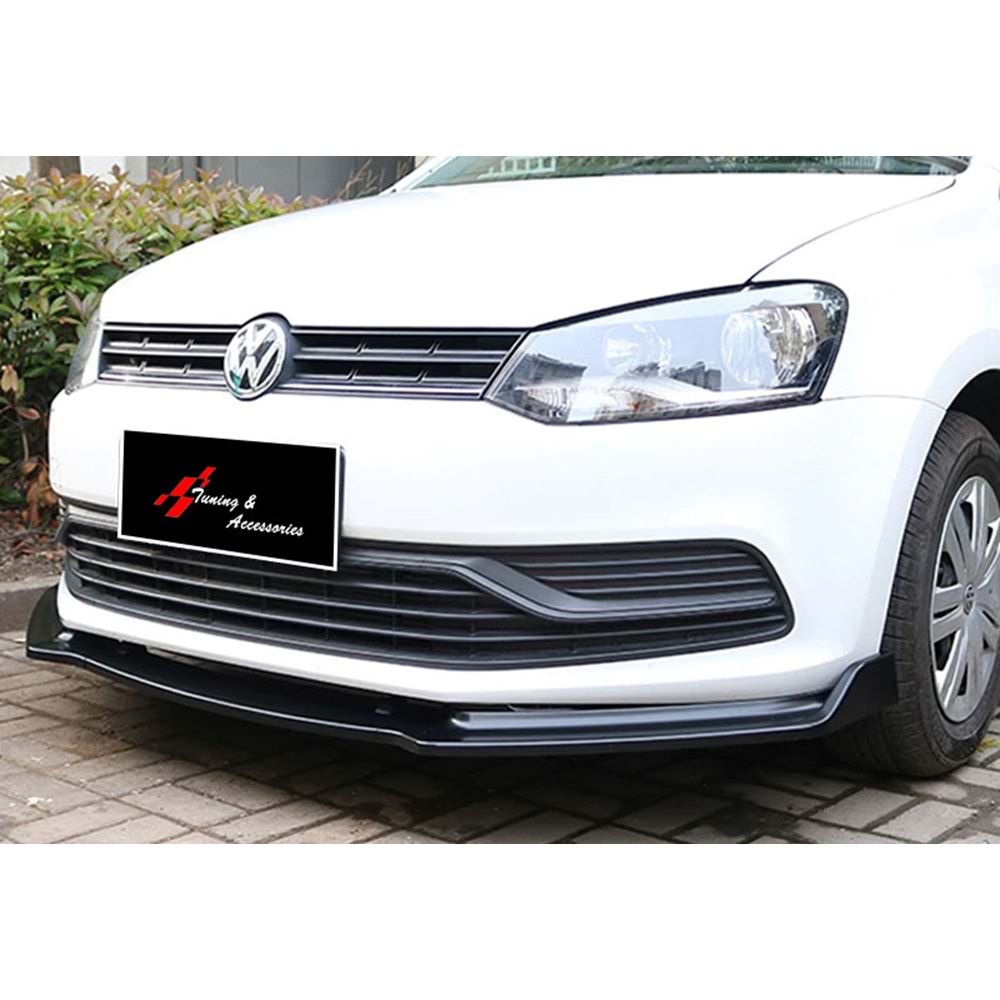 Polo Mk5 Plus V2 Front Lip 3 Pieces Piano Black ABS / 2009-2017