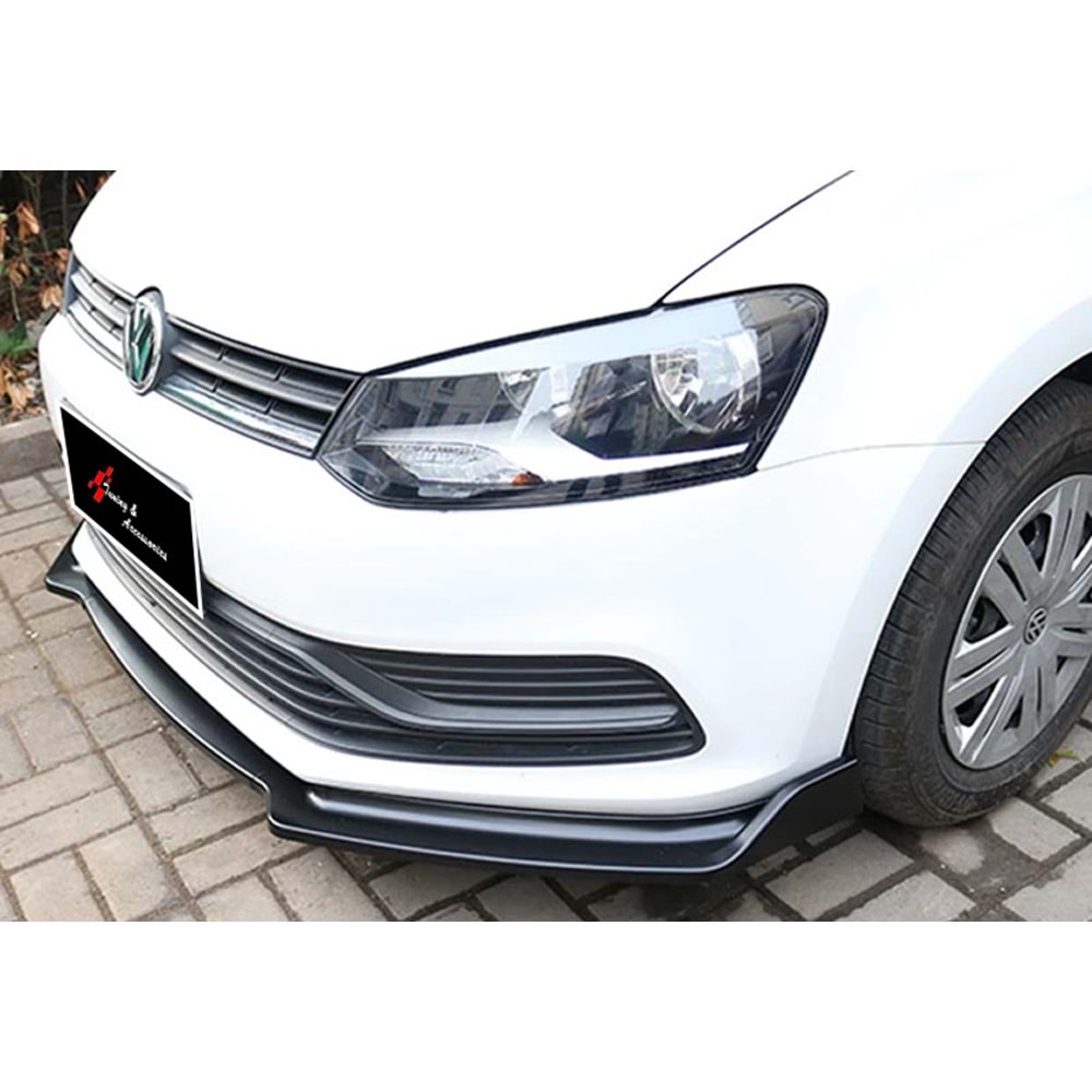 Polo Mk5 Plus V2 Front Lip 3 Pieces Piano Black ABS / 2009-2017