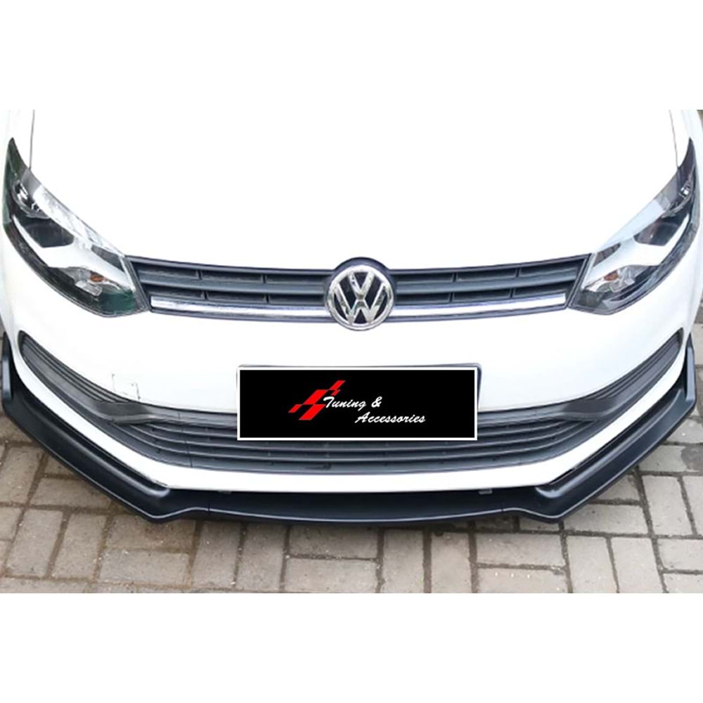 Polo Mk5 Plus V2 Front Lip 3 Pieces Piano Black ABS / 2009-2017