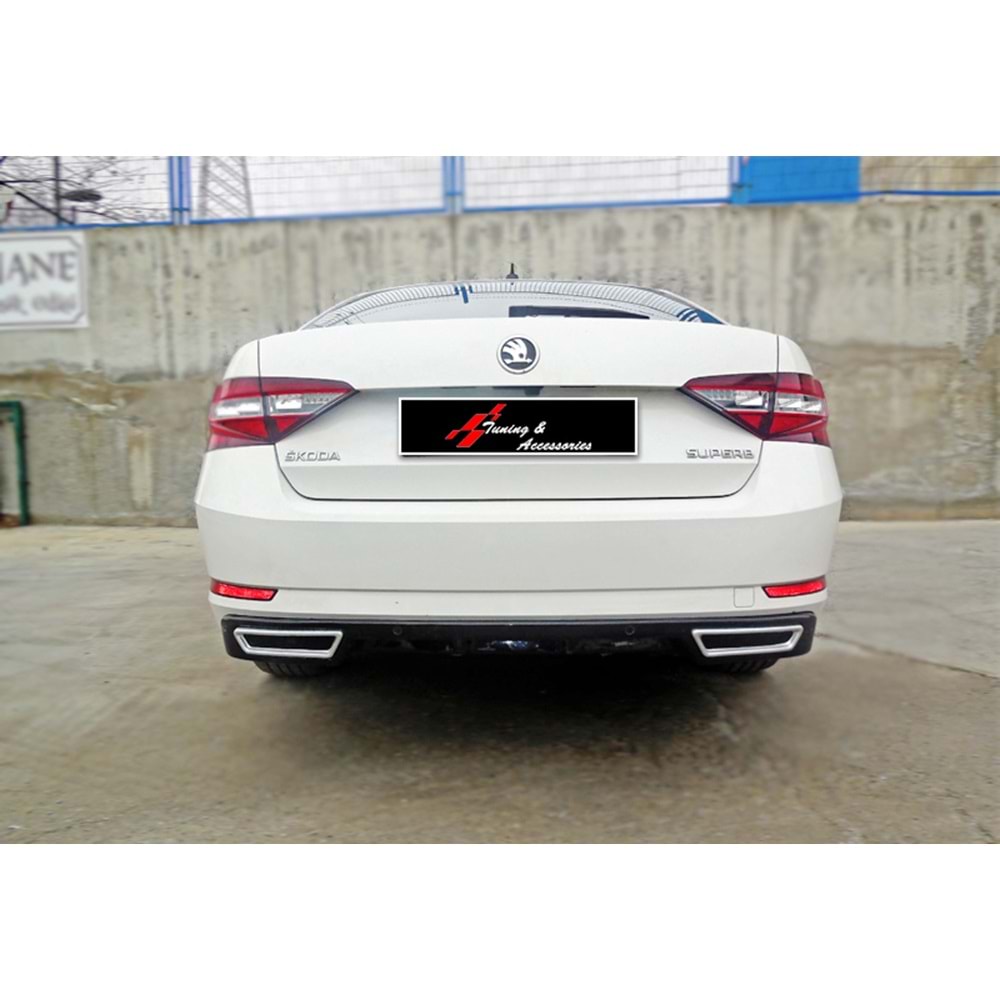 Super B Mk3 Sport Diffuser With R+L Chromee Exhaust Tips Piano Black Vacuum Plastic / 2015 -