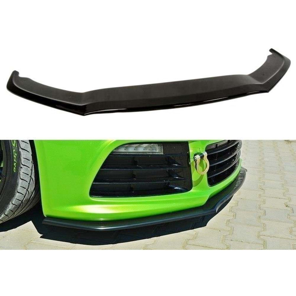 Scirocco Mk3 R Max Front Lip V2 Piano Black Vacuum Plastic / 2008-2013