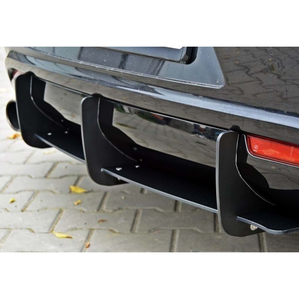 Scirocco R Max Rear Diffuser Splitter Matte Black ABS Plastic / 2008-2017