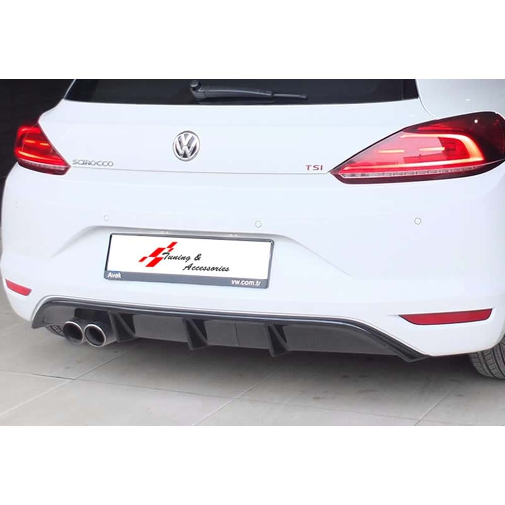 Scirocco Mk3 Sport Diffuser Left Dual Output Piano Black Vacuum Plastic / 2014-2017