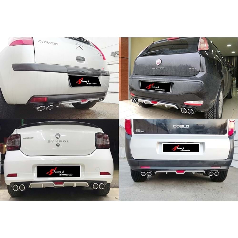 Universal Race A1 Style Rear Diffuser ABS / (Grey + Matte Black - Circle Exhaust Tips)