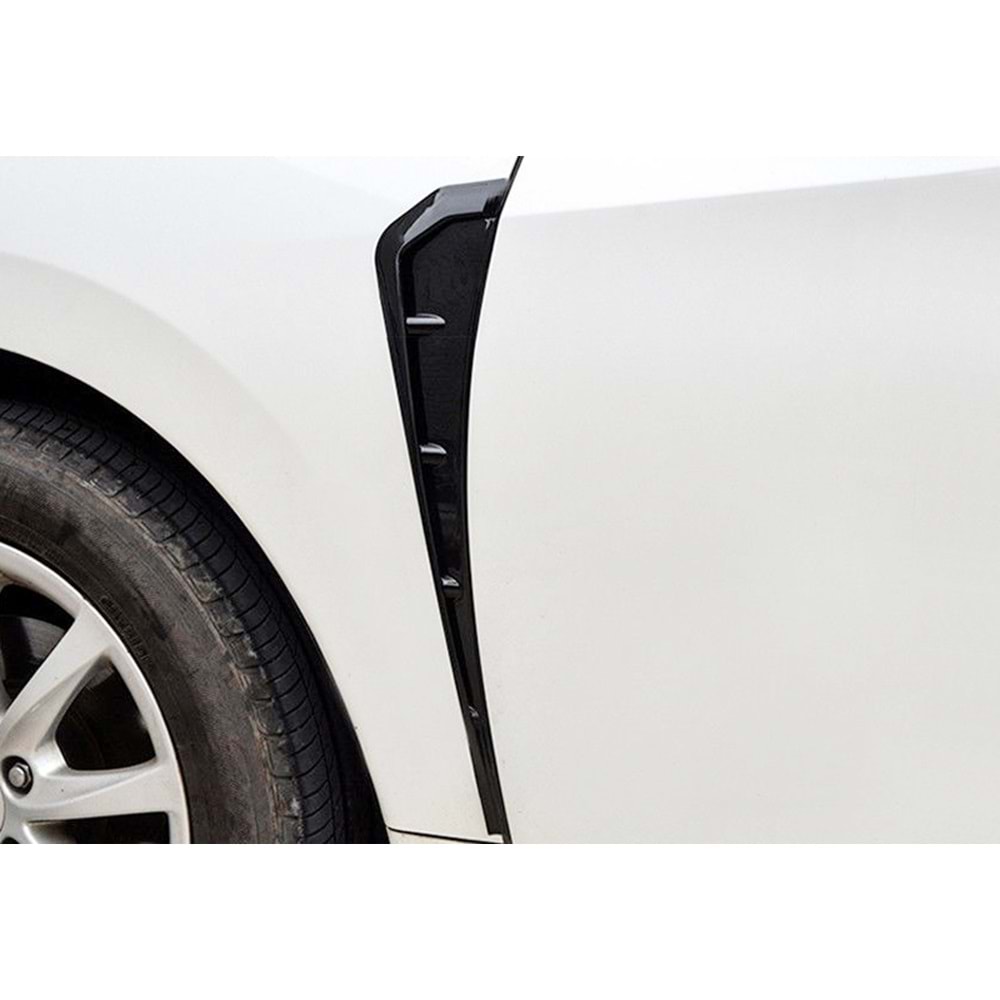 Universal Sport Style Side Fender Vent Piano Black ABS / Set