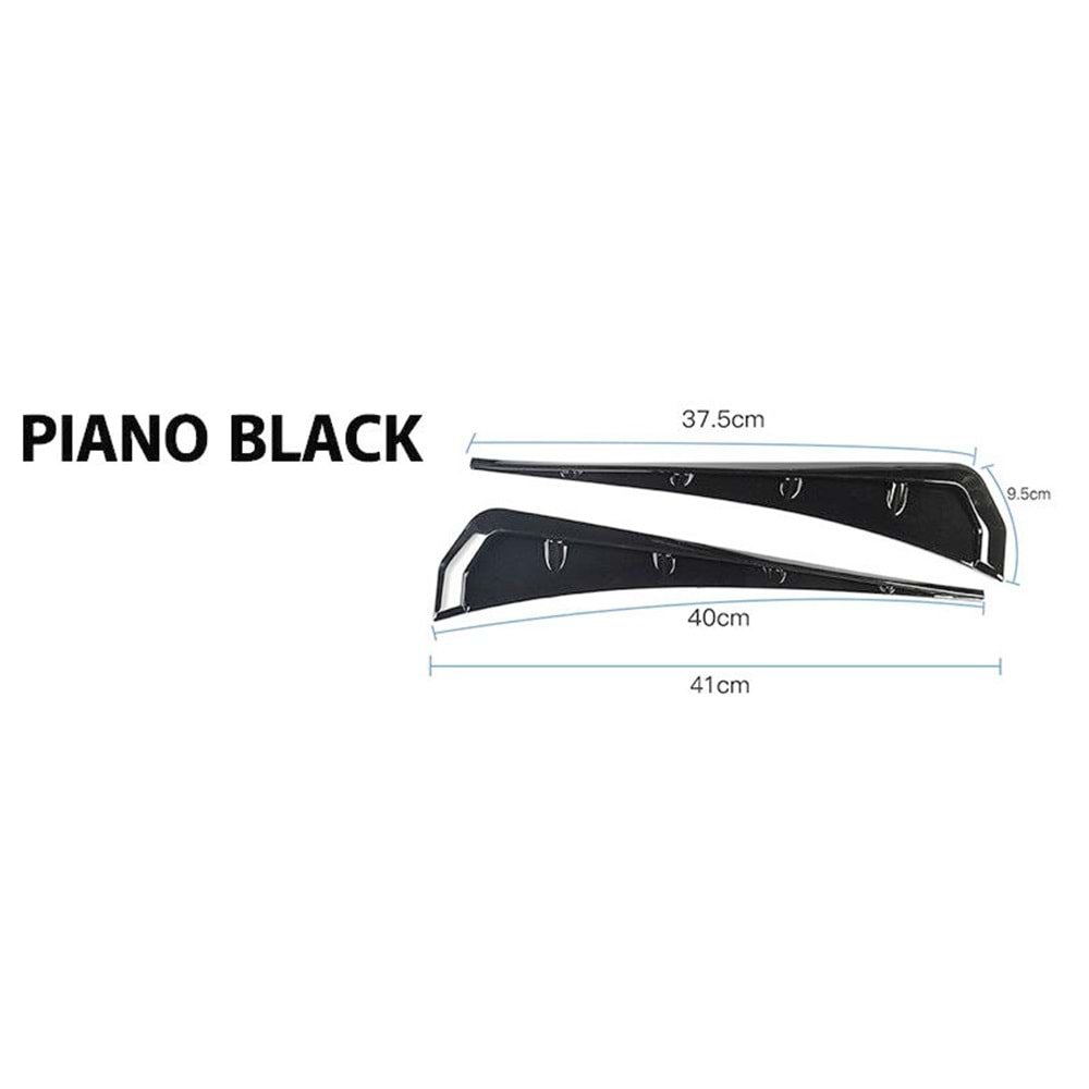Universal Sport Style Side Fender Vent Piano Black ABS / Set