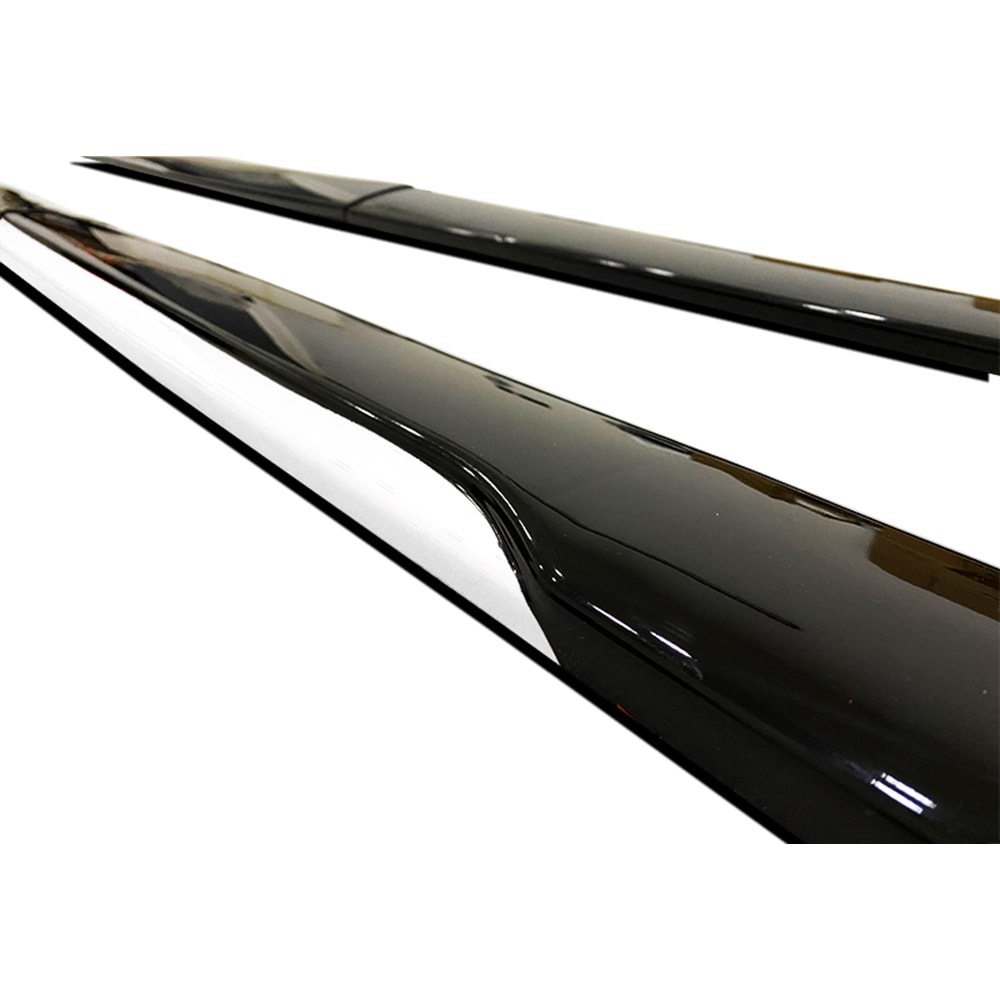 Universal Race Style Side Skirt With Flaps Piano Black ABS / White