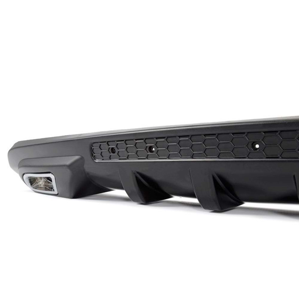 Universal Sport A2 Style Rear Diffuser ABS / (Matte Black - Square Exhaust Tips)