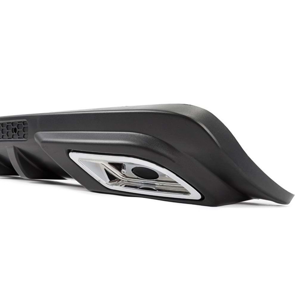 Universal Sport A2 Style Rear Diffuser ABS / (Matte Black - Square Exhaust Tips)