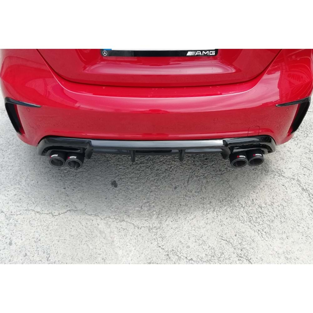 W176 A45 Brabus Rear Diffuser Matte Black Left + Right Dual Outputs Vacuum Plastic / 2012-2015