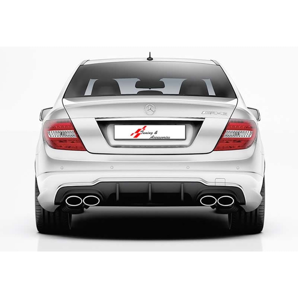 W204 AMG Rear Diffuser Piano Black Left + Right Dual Dual Vacuum Plastic / 2011-2014