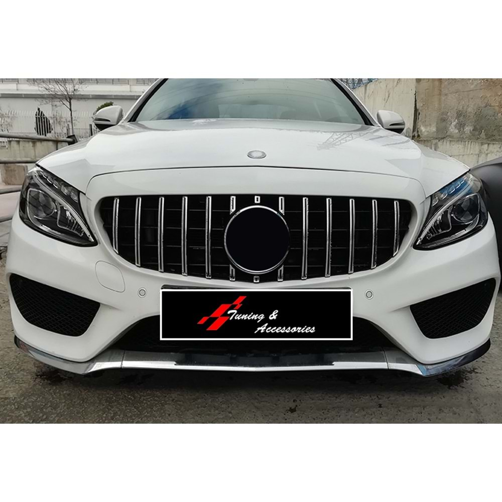 W205 GTR Front Grille ABS / 2015-2018 (Chrome Line + Piano Black)