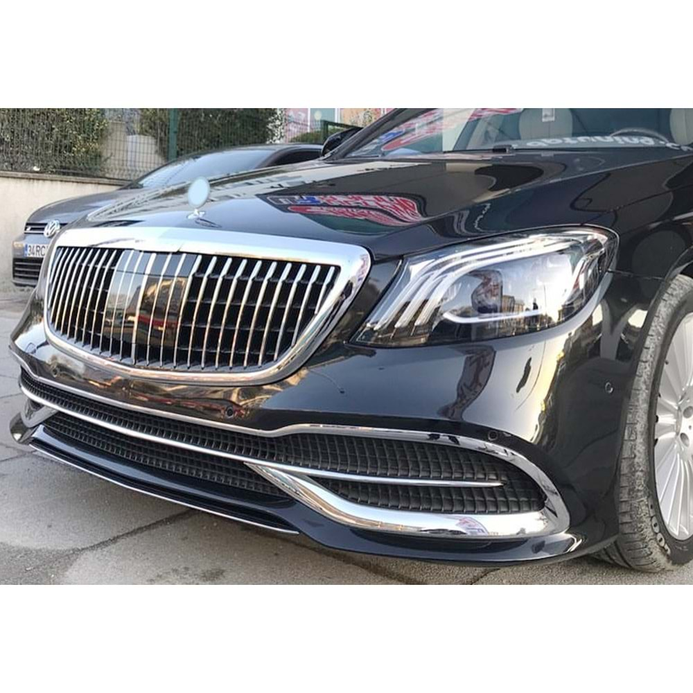 W222 Maybach Front Grille With Radar Slot ABS / 2013-up (Chrome + Piano Black)