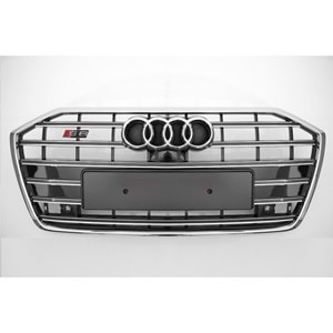 A6 C8 S6 Front Grille ABS / 2019-up (Chrome Frame + Black)