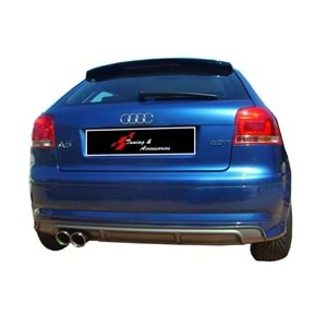 A3 8P S3 Style Rear Bumper Lip Left Double Outputs Raw Surface Vacuum Plastic / 2005-2008 (2 Door)