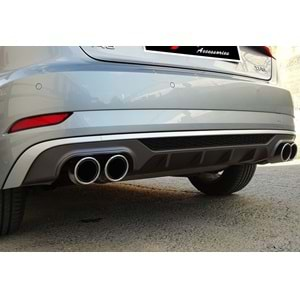 A3 8V HB FL S3 Rear Diffuser Left+Right Double Outputs Dark Grey ABS / 2017-2019 (Standart Bmp)