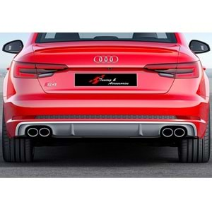 A4 B9 S4 Rear Diffuser Left+Right Double Outputs Grey + Dark Grey ABS / 2016-2019 (Standart Bmp)