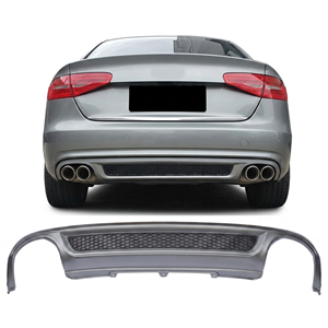 A4 B8 S Line Rear Diffuser Left+Right Double Outputs Matte Grey Surface ABS / 2008-2011 (Standart Bmp)