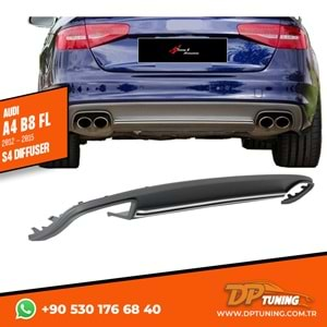 A4 B8 FL S4 Style Rear Diffıser Left+Right Double Outputs Dark Grey ABS / 2012-2015 (Standart Bmp)