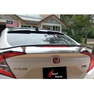 Civic FC5 Rear Trunk F Type Spoiler + Led Raw ABS / 2016-2021