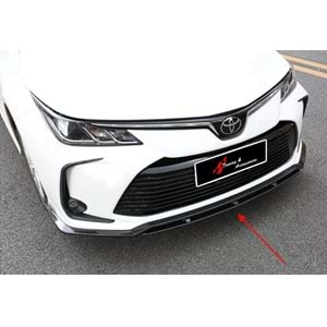 Corolla 4 Piece Front Lip Piano Black ABS / 2018 After