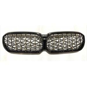 G30 LCI Diamond Front Grille ABS / 2020-up (Chrome Frame + Piano Black)