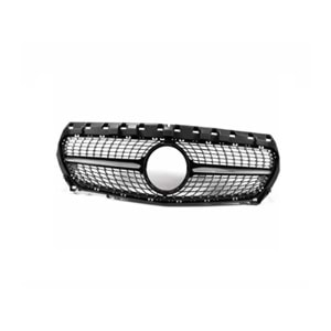 W117 Diamond Front Grille ABS / 2013- 2015 (Chrome Line + Piano Black)