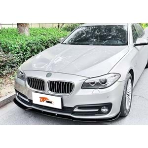 F10 LCI Standard Bumper Front Lip Piano Black ABS / 2014 - 2017 (3 Pieces)