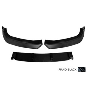 F10 LCI Standard Bumper Front Lip Piano Black ABS / 2014 - 2017 (3 Pieces)
