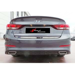 Elantra Rear Diffuser + Chromee Exhaust Tips Piano Black Vacuum Plastic / 2015-2020