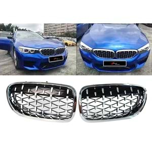 F10 Diamond Front Grille ABS / 2010-2017 (Chrome + Piano Black)