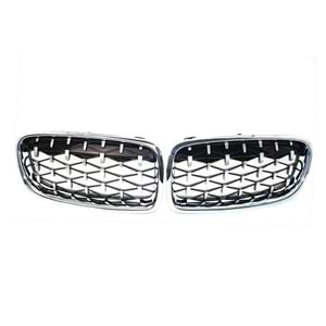 F30 Diamond Front Grille ABS / 2012-2018 (Chrome + Piano Black)