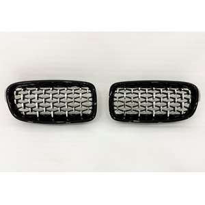 F30 Diamond Front Grille ABS / 2012-2018 (Piano Black Frame + Chrome)