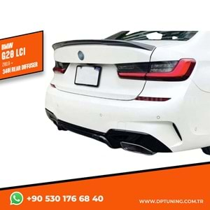 G20 340i Rear Diffuser Left+Right Single Output + Exh Tips Piano Black ABS / 2019 - up