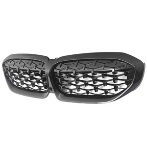 G20 Diamond Front Grille With Camera Slort ABS / 2019-up (Piano Black)