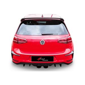 Golf Mk7 R400 Style Rear Diffuser Middile Double Outputs Piano Black Vacuum / 2012-2017
