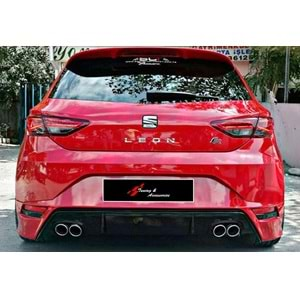 Leon Mk3 Aero Style Rear Bumper Lip R+L Single Output Raw Surface Vacuum Plastic / 2012-2020