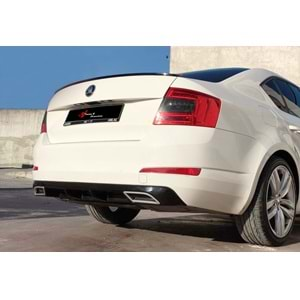 Octavia Mk3 Sport Diffuser with Dual Exhaust Tips Piano Black Vacuum Plastic / 2013-2020